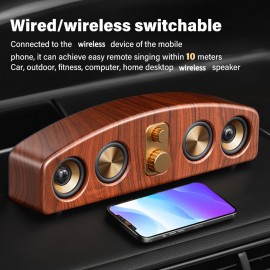 [Wireless Smart Soundbar] Wireless Smart Soundbar | 5.0 Channel Speaker System with Subwoofer - Home Theater Stereo, Compatible with TV/PC/Smartphone/Tablet - Elegant Wood Grain Finish - Portable Design with Low Frequency, Type-C, and 5-Watt Max Power for Rich Bass and Clear Sound - Ideal for Parties, Gaming, Movies - Perfect Gift for Music Lovers
