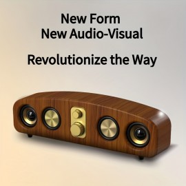 [Wireless Smart Soundbar] Wireless Smart Soundbar | 5.0 Channel Speaker System with Subwoofer - Home Theater Stereo, Compatible with TV/PC/Smartphone/Tablet - Elegant Wood Grain Finish - Portable Design with Low Frequency, Type-C, and 5-Watt Max Power for Rich Bass and Clear Sound - Ideal for Parties, Gaming, Movies - Perfect Gift for Music Lovers