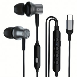 Type-C Wired Voice-Changing Earphones, Intra-Auricular Karaoke Buds with Sound Card and Volume Control Buttons for Multi-Mood Effects, Suitable for Live Streaming & Recording Singing, 3D Stereo HIFI Quality Gaming Music Vocal Proactive Noise Cancelling