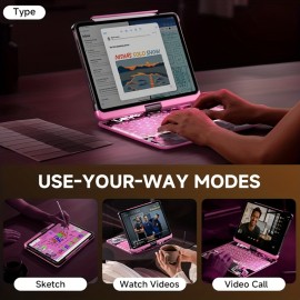 Suitable For IPad 10th Generation Protective Case With Keyboard Lazy Bracket 7-color Backlight Lifting And Rotating Pen Holder Storage Wireless Magic Keyboard Protective Case For 2022 New IPad 10th Generation 10.9 Inch/iPad Air 13 Inch M3/M4 (pink)