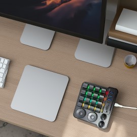 Production New 16-Key Mechanical Keyboard with 4 Knobs, Multi-Functional USB Cable for Computers, Quick Copy & Paste, Design Editing, Hot-Swap, One-handed Macro Keys For Office, Gaming, Entertainment, Adjustable Keyboard With Usb Hub, Sd/tf