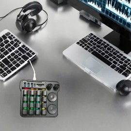 Production New 16-Key Mechanical Keyboard with 4 Knobs, Multi-Functional USB Cable for Computers, Quick Copy & Paste, Design Editing, Hot-Swap, One-handed Macro Keys For Office, Gaming, Entertainment, Adjustable Keyboard With Usb Hub, Sd/tf