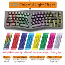 Human Ergonomics Wired 69-Key Compact Keyboard with RGB Backlighting, Transparent Gaming Design, Portable and Comfortable for Home Office Use, USB Powered, Gaming Keyboard, Ergonomic Keyboard, Modern Keyboard