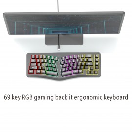 Human Ergonomics Wired 69-Key Compact Keyboard with RGB Backlighting, Transparent Gaming Design, Portable and Comfortable for Home Office Use, USB Powered, Gaming Keyboard, Ergonomic Keyboard, Modern Keyboard