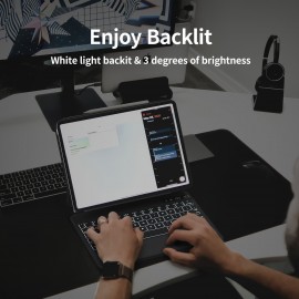 Only Tablet Case With Keyboard For Ipad, Magic Keyboard With Real-time Power Display, Multi-Touch Trackpad, Backlit Wireless Keyboard-US English-gray, White