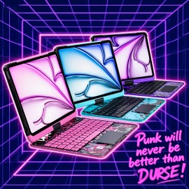 For IPad Air 6 7 11-inch Protective Case With Keyboard, 7-color Backlit Lifting And Rotating Wireless BT Keyboard Protective Case With Pen Holder(pink)7