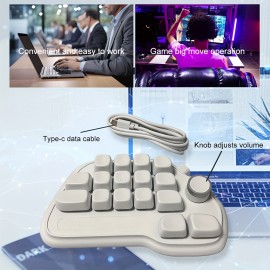 17-key mechanical keyboard, Type-C wired connection, easy to use, RGB backlight, multimedia knob, suitable for office and gaming, pleasant key sound, lightweight and portable, compact design, can be used by simply plugging in the Type-C connection