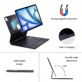 Keyboard Case For IPad Air 11-inch M2 2024, IPad Air 5th/4th Gen And IPad Pro 11-inch 4th/3rd/2nd/1st Gen, 7 Color Backlit, Multi-Touch Trackpad, Floating Magnetic Design, Battery Display