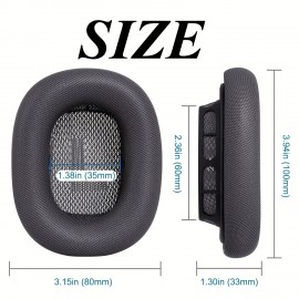 1Pair Earpads Cushions for Max Wireless Headphone, Ear Pads Replacement Sponge Cover with Knit-mesh Structure, Noise Isolation Foam, Headset Spare Accessories