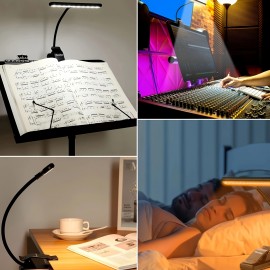 28 LED Clip-On Music Stand Light, USB-C Rechargeable, Eye-Care Blue Light Blocking, 4 Color Modes, 3 Brightness Levels, Ideal for Piano, Keyboard, Orchestra - Use