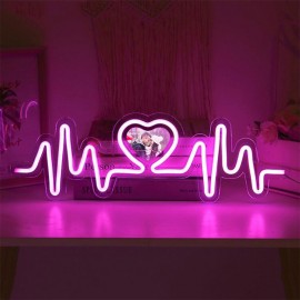 Personalized LED Neon Heart Photo Light - USB Powered, Customizable Wall Decor with Love Design, Perfect Gift for Couples, Weddings, Birthdays, Valentine's Day, Mother's Day, Home Decor
