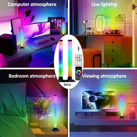 An intelligent lamp, LED desktop ambient light pickup microphone with app control and remote control featuring music synchronization function, USB-powered voice-activated rhythm lights for parties, PC gaming room modern style mood lighting set