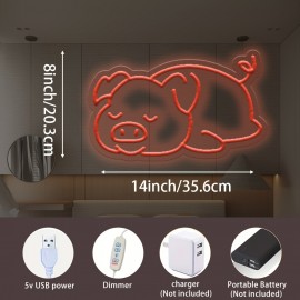 Cute Pig LED Neon Light - Adorable Pink Wall & Tabletop Decor for Home, Bars, Cafes, Weddings, Parties - USB Powered, Dimmable, Multi-Purpose with Switch Control