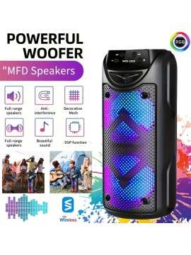 High Power Professional Portable Wireless Speaker, Extra Large Volume, Dual 4-inch, Outdoor Speaker, LED Light, Plug-in Card, USB, Large Camping Speaker, Colorful RGB Light, USB/TF Card Support, Can Be Used with Microphone, DJ Stage, Outdoor Party