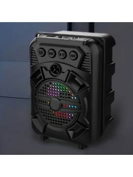 Portable Wireless Speaker Anti-fall Super Bass Outdoor Portable Speaker ZQS1315 Wireless Speaker with LED Light TF/USB/FM/AUX/WIRELESS Karaoke Wireless Speaker with portable phone holder, Perfect for Live Music, Home Party