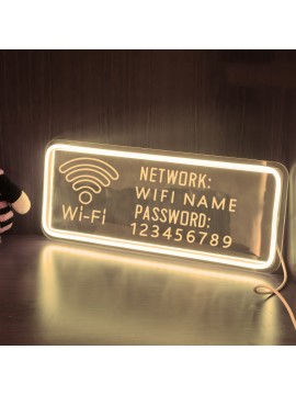 Customizable WiFi Name and Password Sign - USB-Powered LED Neon WiFi Router, Network & Password Fields, Modern Blue Lighting for Home, Office, Cafe, Party Decor - Easy Installation with On/Off Switch Control, Cafe Decoration, Contemporary Design, Durable Plastic, Cafe Owners