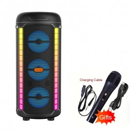[Portable Wireless Speaker] 3500W portable wireless speaker, 3 speakers and color LED lights, long-lasting battery, USB/AUX input, wireless, microphone input, TWS support, outdoor camping design, family gatherings, charming gifts for Father's Day/Mother's Day, outdoor audio, modern audio equipment, high-quality audio