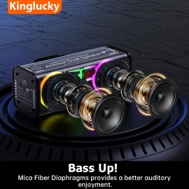 V8 Portable Wireless Bass Speaker with Subwoofer, BT 5.3, Stereo Speaker with Dual Speakers, Hifi Stereo Sound, Color-Changing LED Light, Booming Bass, Large Volume