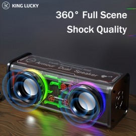 V8 Portable Wireless Bass Speaker with Subwoofer, BT 5.3, Stereo Speaker with Dual Speakers, Hifi Stereo Sound, Color-Changing LED Light, Booming Bass, Large Volume