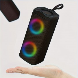 [Portable Wireless Speaker] 1pc Multifunctional Wireless Portable Speaker with LED Lights, USB-C Charging, 5W Stereo Sound, 7-Color Changing Lights, Compact Design for Home & Outdoor Use - Black, Portable Wireless Speaker, Outdoor Audio, Modern Audio Gear, Durable Audio Device, Wireless Speaker, Powerful Wireless Speaker