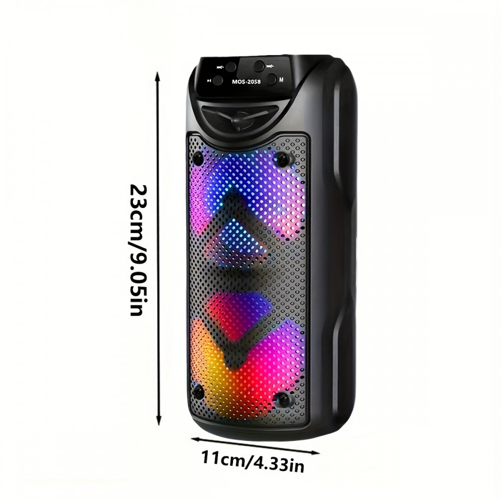 [Portable Wireless Speaker] 4000W Portable Outdoor Wireless Speaker with Colorful Light Effects | Subwoofer Sound System, 2400mAh Capacity, Type-C Charging, USB FM TF Card AUX MIC Knob + Button Control