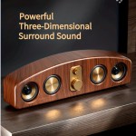 [Wireless Smart Soundbar] Wireless Smart Soundbar | 5.0 Channel Speaker System with Subwoofer - Home Theater Stereo, Compatible with TV/PC/Smartphone/Tablet - Elegant Wood Grain Finish - Portable Design with Low Frequency, Type-C, and 5-Watt Max Power for Rich Bass and Clear Sound - Ideal for Parties, Gaming, Movies - Perfect Gift for Music Lovers