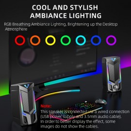 Computer Speakers, Desktop Computer Speakers, Laptop Computer Speakers, Desktop Stereo Speakers, Wired Connection, USB Powered, With LED Ambient Light, Suitable For Devices With 3.5mm Audio Interface, Such As Computers, Tablets, Laptops, Game Consoles, MP3/MP4 Players